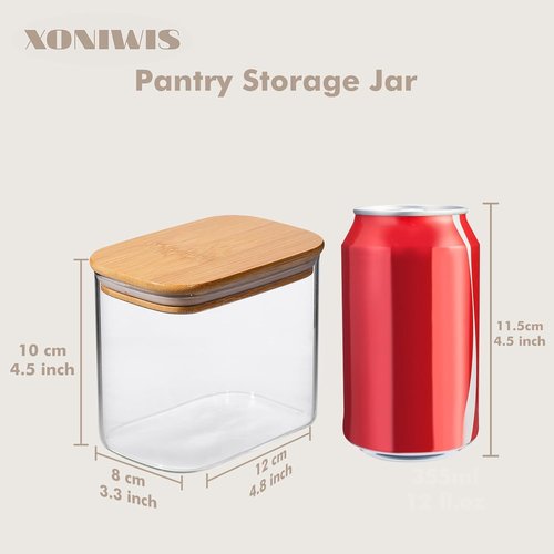 26oz Glass Pantry Containers by [Brand Name] - 6PCS Clear Storage Jars with Lids for Spices, Tea, and More