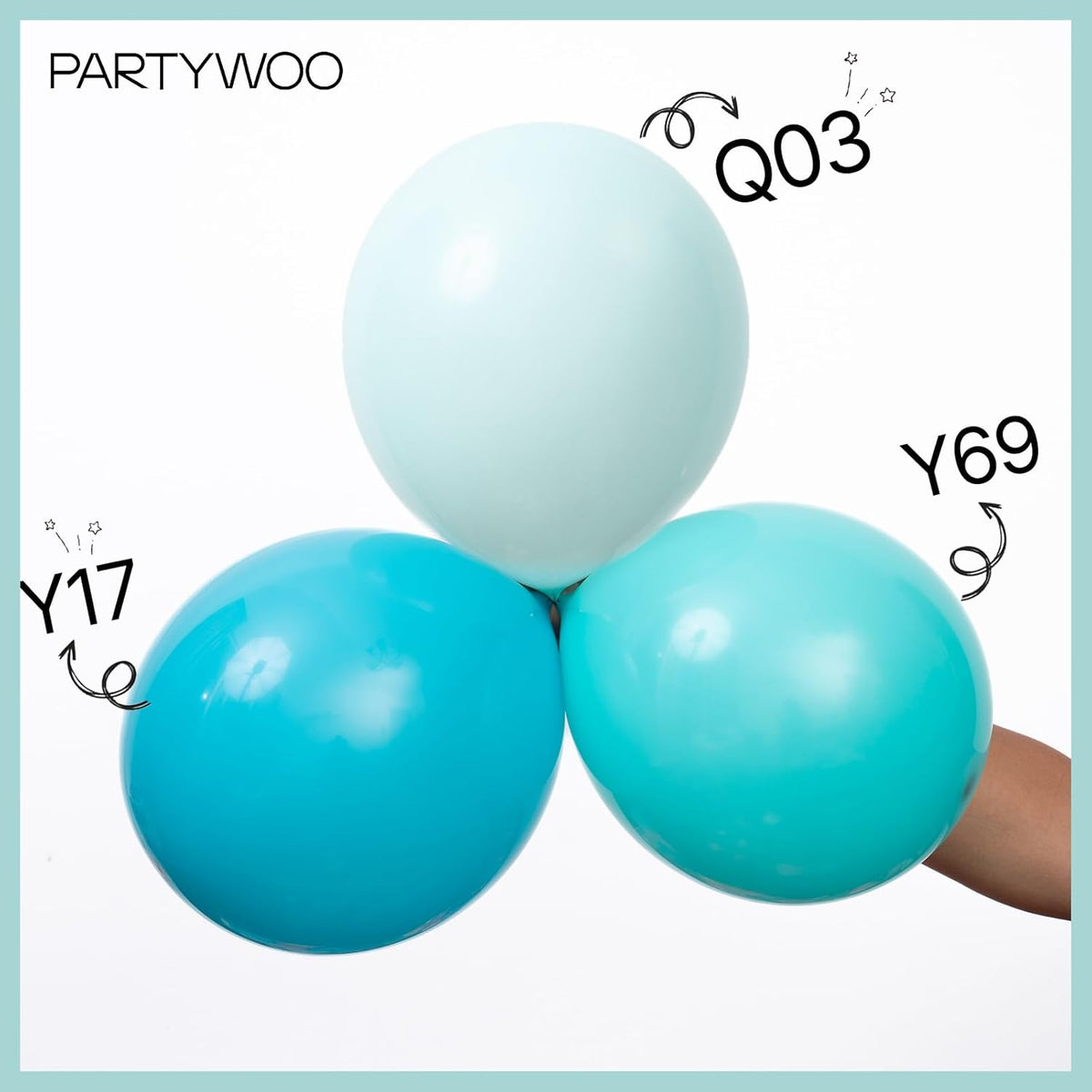 PartyWoo Teal Balloons - 50 Pcs Mini 5-Inch Pastel Turquoise Balloons for Celebrations