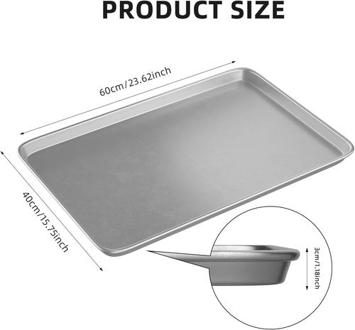 CROSSON Cookie Sheet Pans Set of 3 - Commercial Grade Aluminum Baking Trays | 16x24 Inch for Oven & Freezer