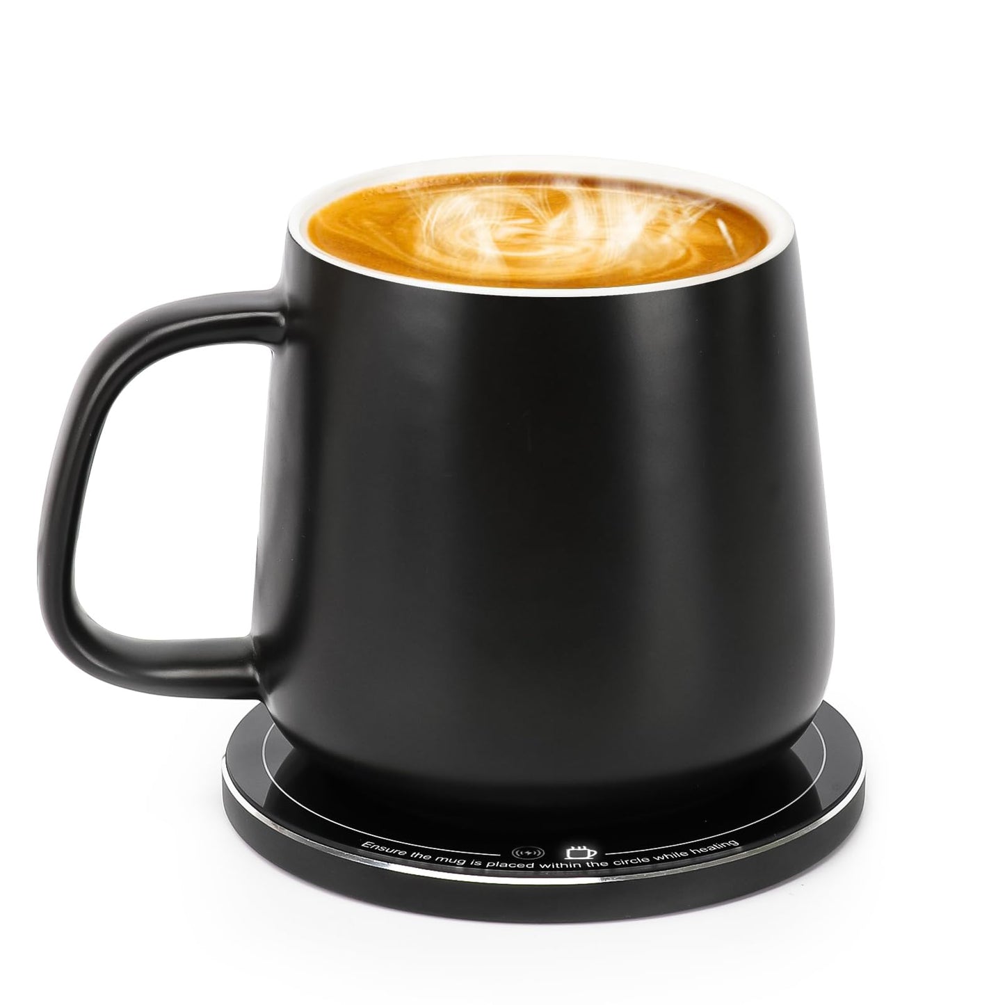 APEKX Warm Cup Coffee Mug Warmer Set - Smart Stable Constant Temperature 131°F, 15W Wireless Charging, 12.8 oz Capacity - Supports USB-C Interface, Automatic Power On/Off Function (4 H). (Tangerine)