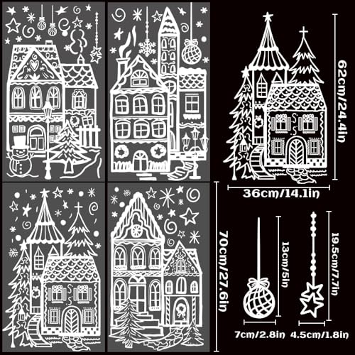 DIYDEC 15.7 * 27.5'' Large Christmas Window Stickers 4 Sheets White House Xmas Window Clings for Glass Decoration Snowman Snowflake Double-Sided Window Decals for Christmas Holiday Party Ornament