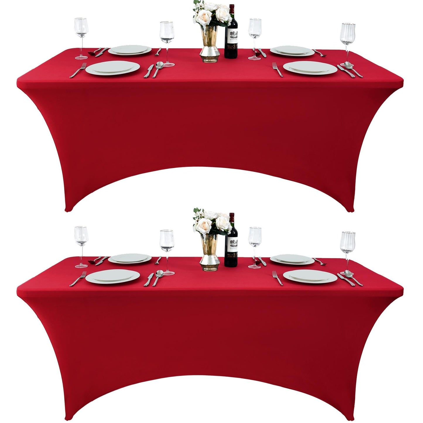 ZarzaaSik 10-Pack 8ft Spandex Table Covers for Rectangle Folding Tables - Washable Elastic Tablecloth - Ultimate Fitted Table Protector for Parties, Trade Shows, Banquet, and Wedding