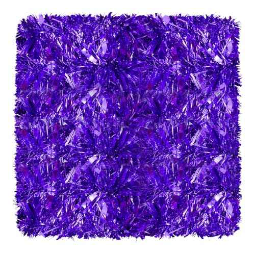 33ft Purple Christmas Tinsel Garland,Xmas Metallic Twisted Hanging Garland for Halloween Chistmas Tree Fireplace Mantle Home Decoration