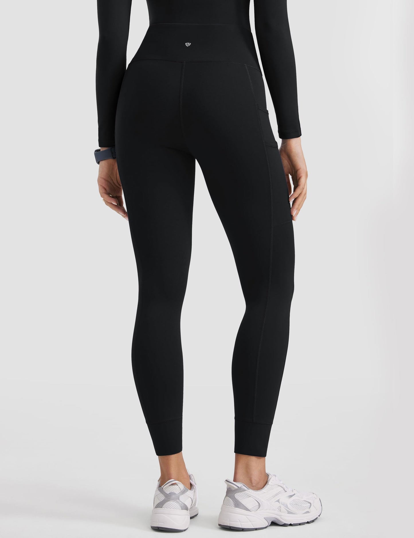 POPVIOLET Womens High Waisted Scrub Leggings 25" - 5 Pockets Drawstring Yoga Scrub Pants Medical Bottoms Stretch Soft Black Small