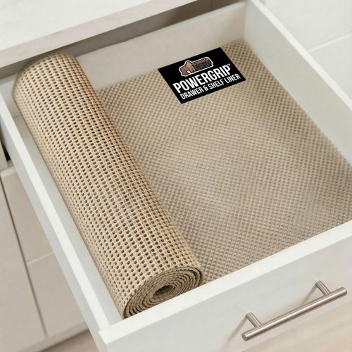 GORILLA GRIP Drawer Shelf Liner - Thick Non-Adhesive Protection for Cabinets & Drawers | 17.5" x 20', Beige