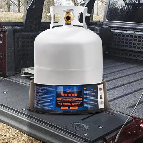 Flame King Propane Cylinder Base Stabilizer - Fits 20lb, 30lb & 40lb Tanks | Durable Black Design