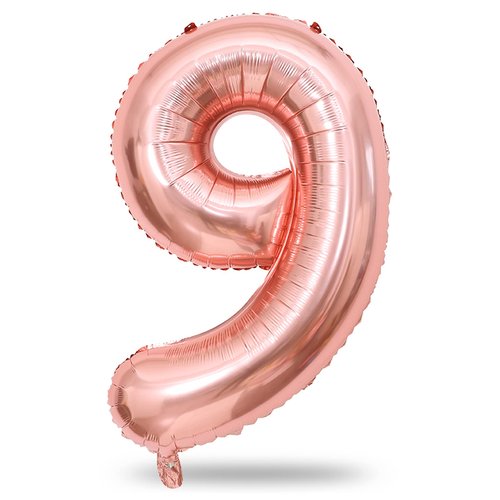 40 Inch Rose Gold Large Numbers Balloons 0-9, Self Inflating Foil Number 9 Helium Balloons for 9th Girls, Big Digit 9 Balloons for Women Birthday Party Anniversary Graduation Supplies Decorations