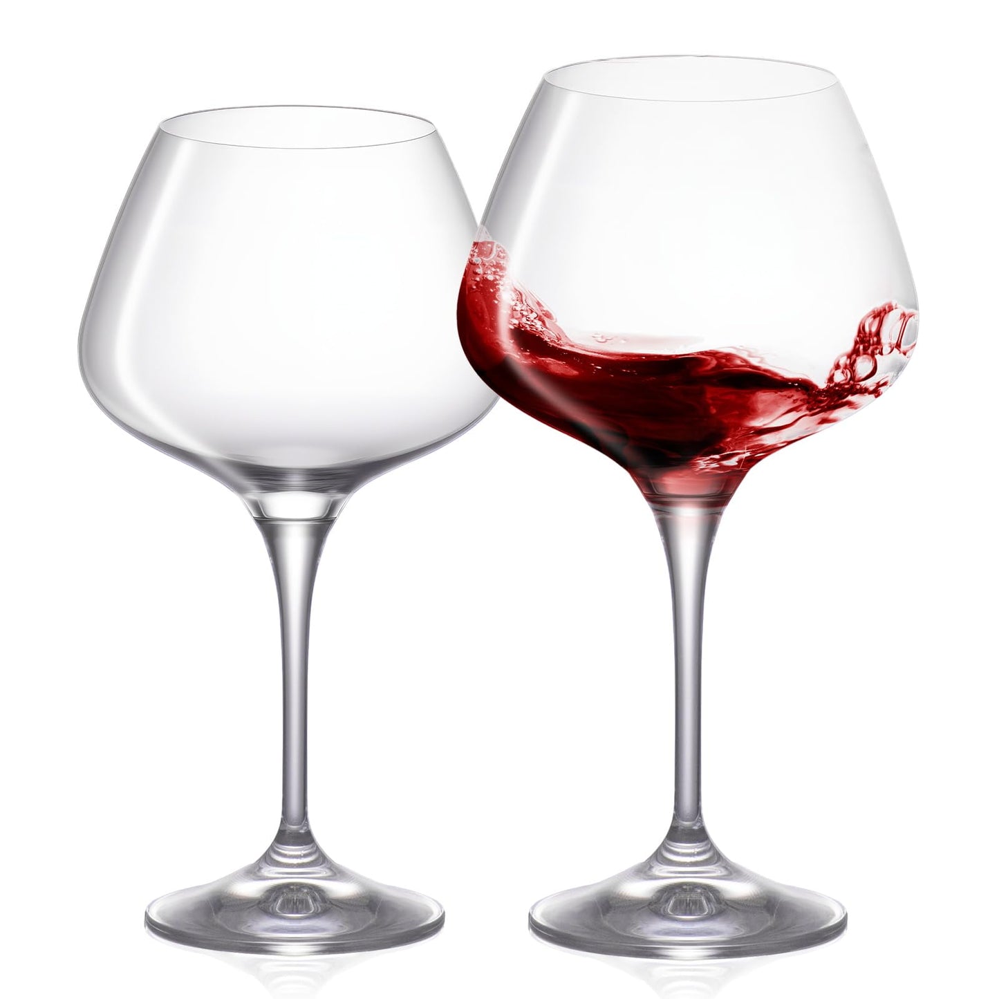KAMMAK Wine Glasses Set of 2, 20 oz Hand Blown Crystal Bordeaux Wine Glasses, Thin Rim & Long Stem, Perfect for Red & White, Daily Use, Wedding Anniversary or Birthday Gift with Gift Box, Rebecca