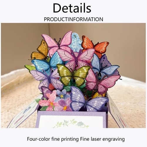 Butterfly & Bouquet Greeting Cards by [Brand Name] - Pop-Up Style with Envelopes | Perfect for Family & Friends
