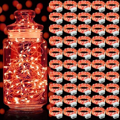 Aogist 50 Pack Red Fairy Lights 7ft Waterproof String Lights with 20 LEDs