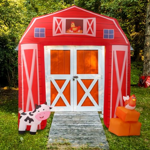 Farm Animals Inflatable Archway with LED Lights - 10ft Outdoor Party Decor - Farmhouse Theme, Waterproof & Easy Setup