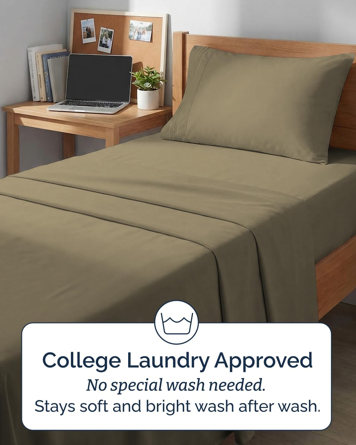 Regine Switzerland Twin XL Sheet Set - Comfy Cooling & Breathable Bedding - Ultra-Soft, Deep Pockets - Khaki