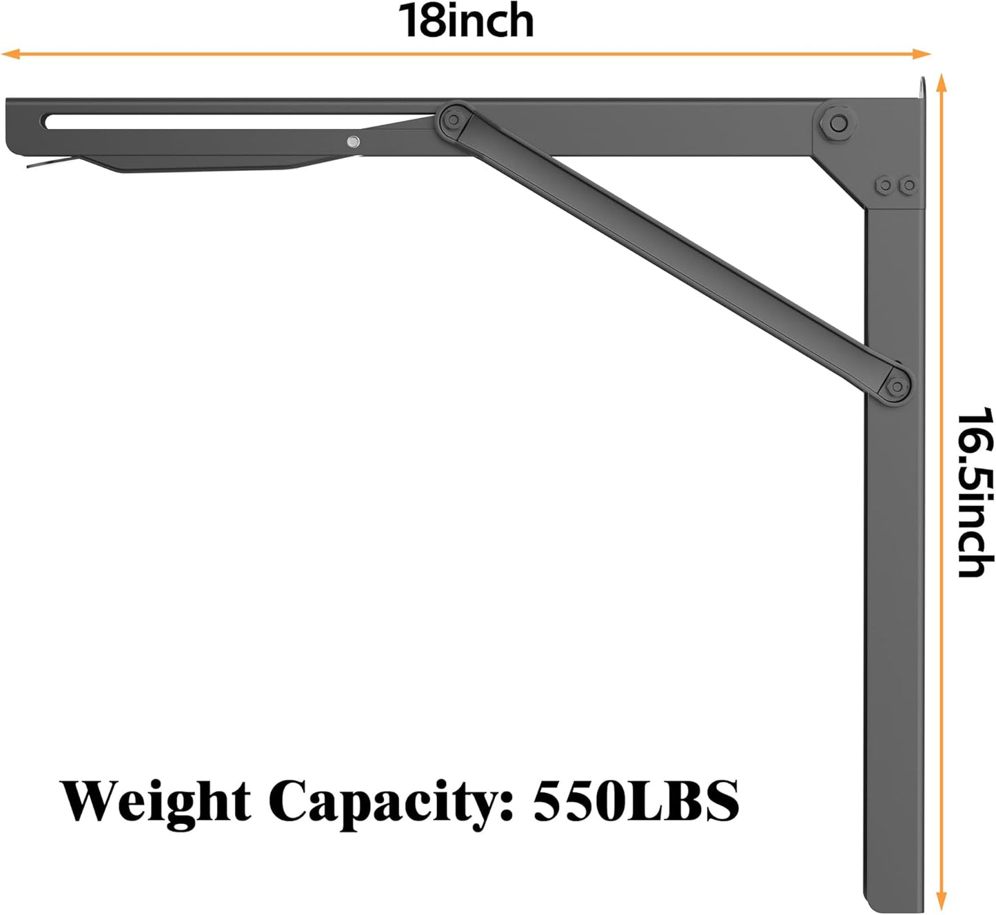 Ultrawall Heavy-Duty Folding Shelf Brackets - 18 Inch Sturdy Design | Max Load 550lbs, 2 Pack