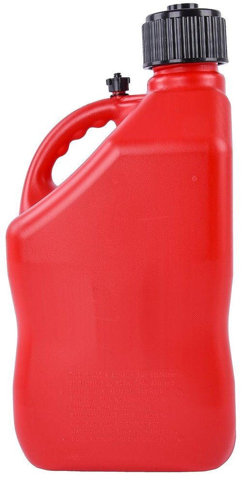JEGS Square Red Jug | 5-Gallon Capacity | Contoured Handle | Exterior Fluid Level Markings | Leak-Free Seal | Unbreakable Cap | Made In USA