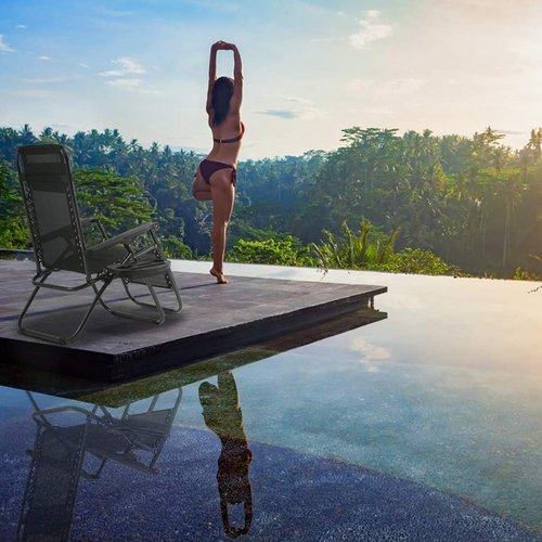 FDW Zero Gravity Lounge Chairs Set of 2 - Adjustable Reclining Outdoor Chairs with Pillow & Cup Holder