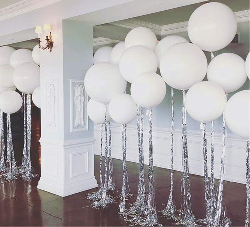 24pcs 18 Inch Big White Balloons Latex Round Balloons Giant White Balloon Jumbo Thick Balloon for Photo Shoot Birthday Wedding Party New Year's Day Christmas Decorations