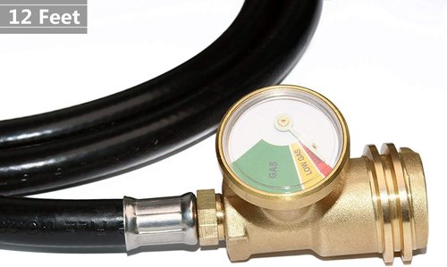 DOZYANT 12 Feet Propane Tank Hose Extension - Gauge Included for Gas Grills, Heaters & Appliances