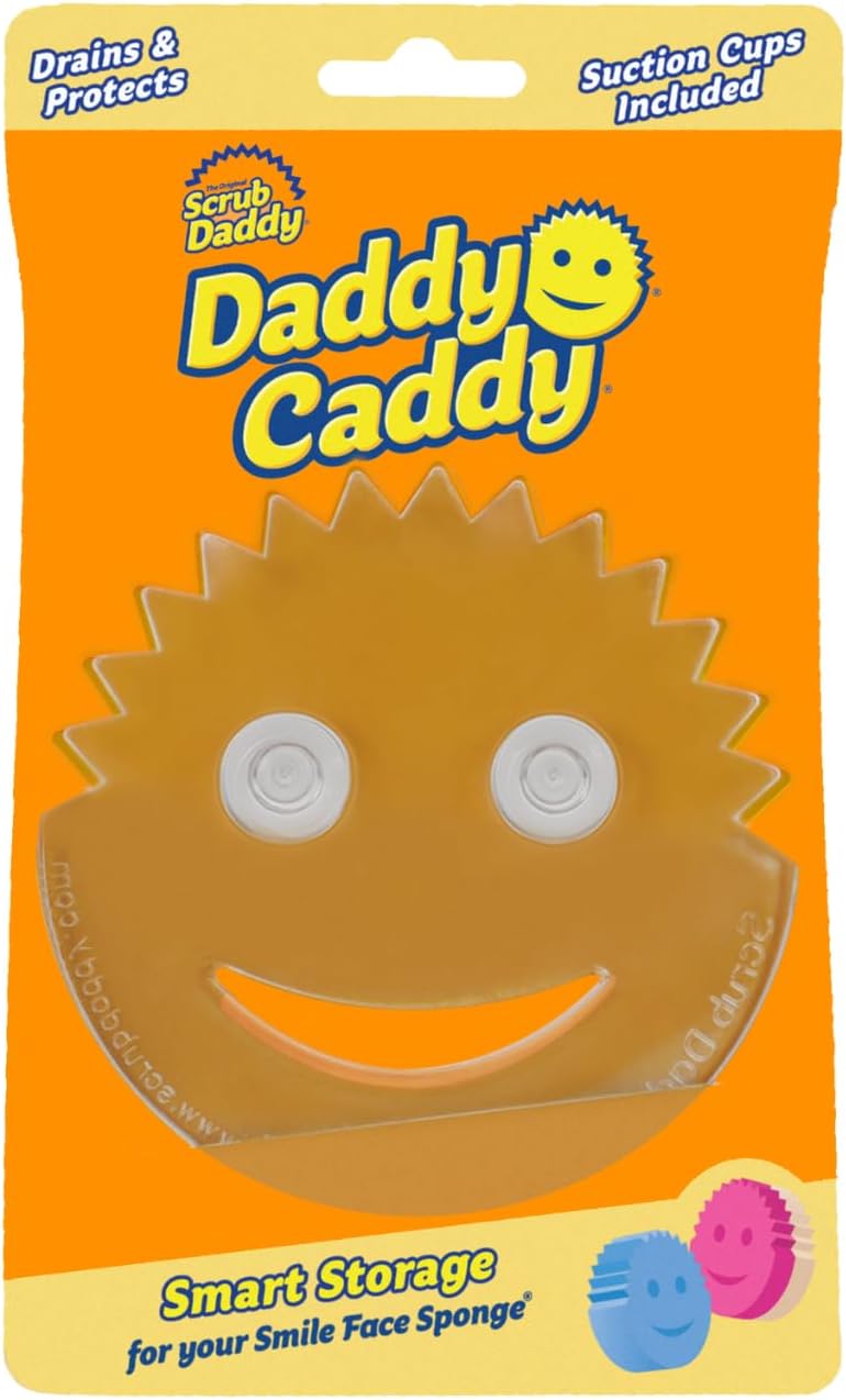 Scrub Daddy Sponge Holder Caddy - Self-Draining Kitchen Organizer with Suction Cups - Dishwasher Safe
