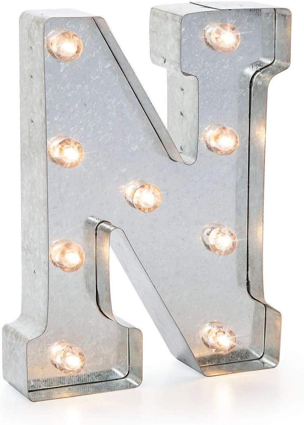 Silver Metal Marquee Letter J - 9.87” Tall Galvanized Decor for Events & Home