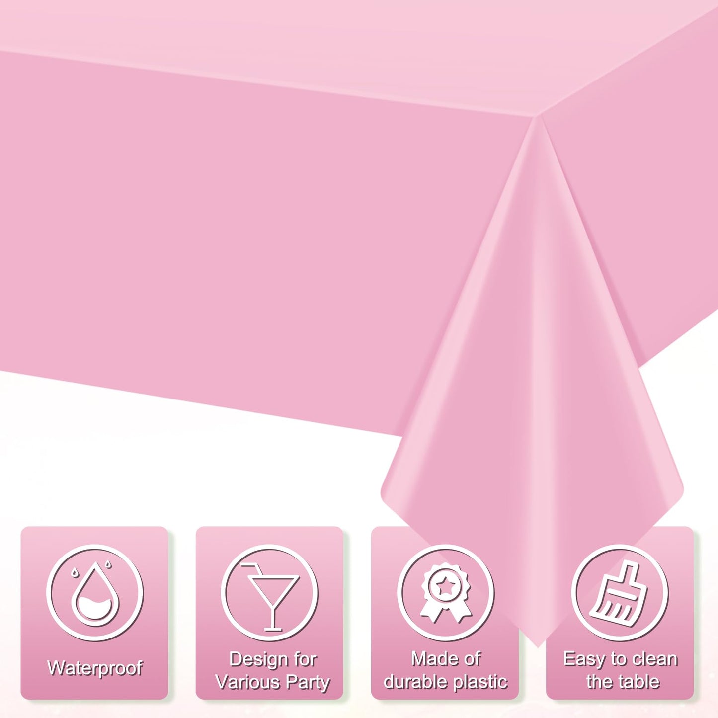 YIDAKO 12Pcs Light Pink Tablecloth,Disposable Plastic Tablecloths,Waterproof Pink Rectangle Table Cover for Graduation Birthdays Weddings Anniversary Party Decorations,54 x 108 Inch