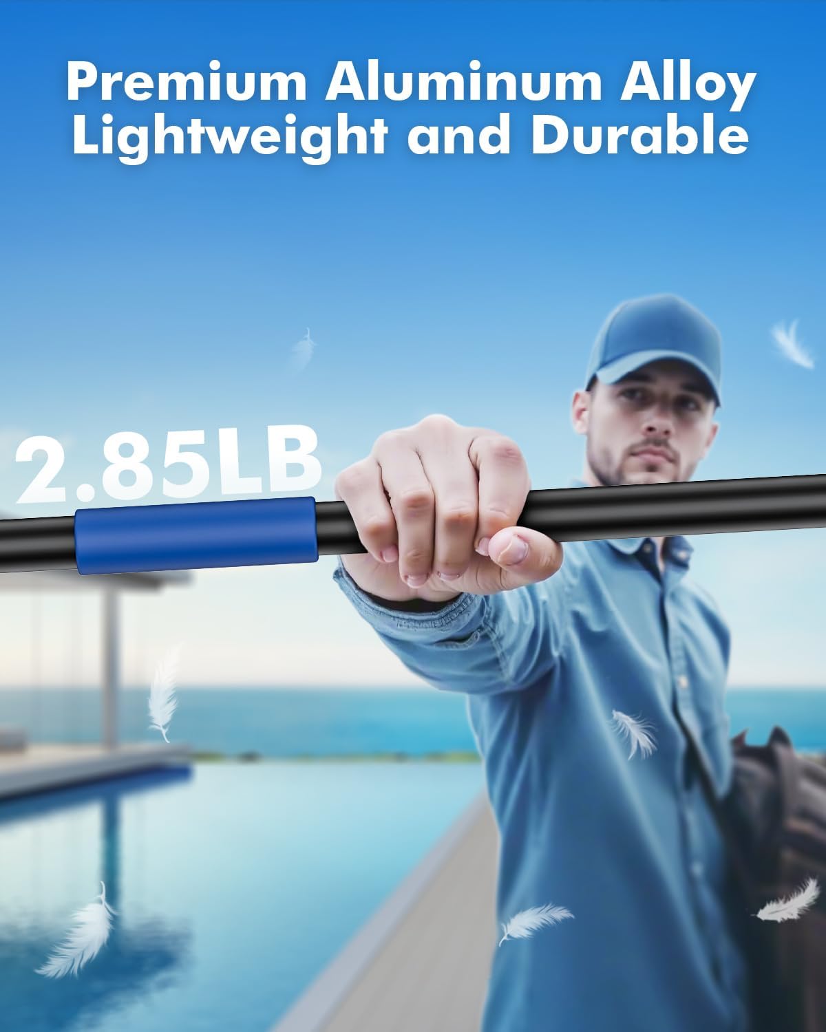Skiennix Telescopic Pool Pole - 16FT Heavy Duty Aluminum for Above Ground & Inground Cleaning Supplies