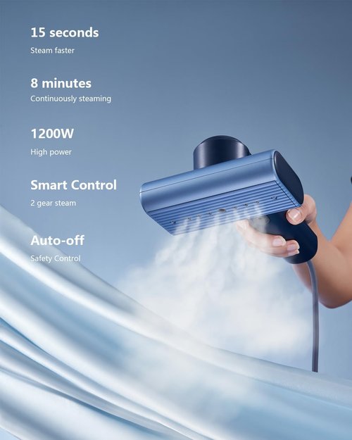 G9 Pro Handheld Steamer for Clothes - Lightweight & Compact Design, Dual Steam Modes, Global Voltage (Blue)