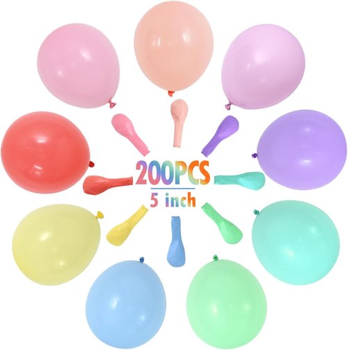 Beishida 200pcs 5-Inch Pastel Balloons - Assorted Colors for Birthday & Wedding Decorations