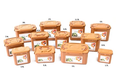 e-jen Premium Kimchi, Sauerkraut Container Probiotic Fermentation with Inner Vacuum Lid (Earthenware Brown, 1.6 gal/ 6.4L)