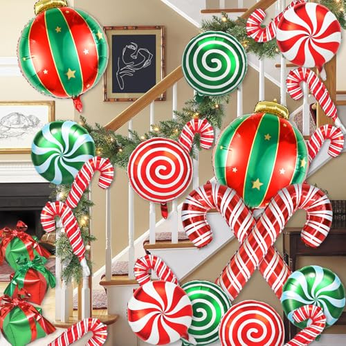 Festive Christmas Balloons Bundle - Red & Green Foil & Mylar Decor Set