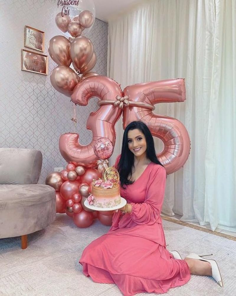 Skiennix 40-Inch Balloon Numbers - Big Pink 5th Birthday Decorations & Wedding Photo Shoot Decor