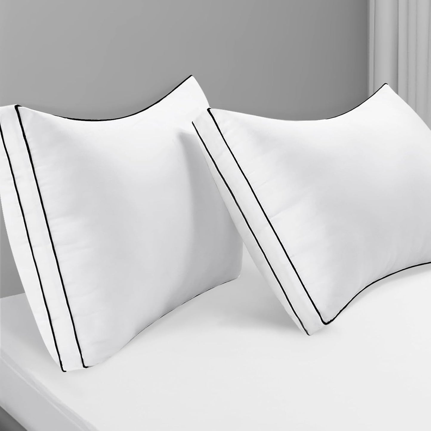 Skiennix Premium Queen Size Pillows - Fluffy 7D Down Alternative | Luxury Soft Gusseted Design for All Sleepers