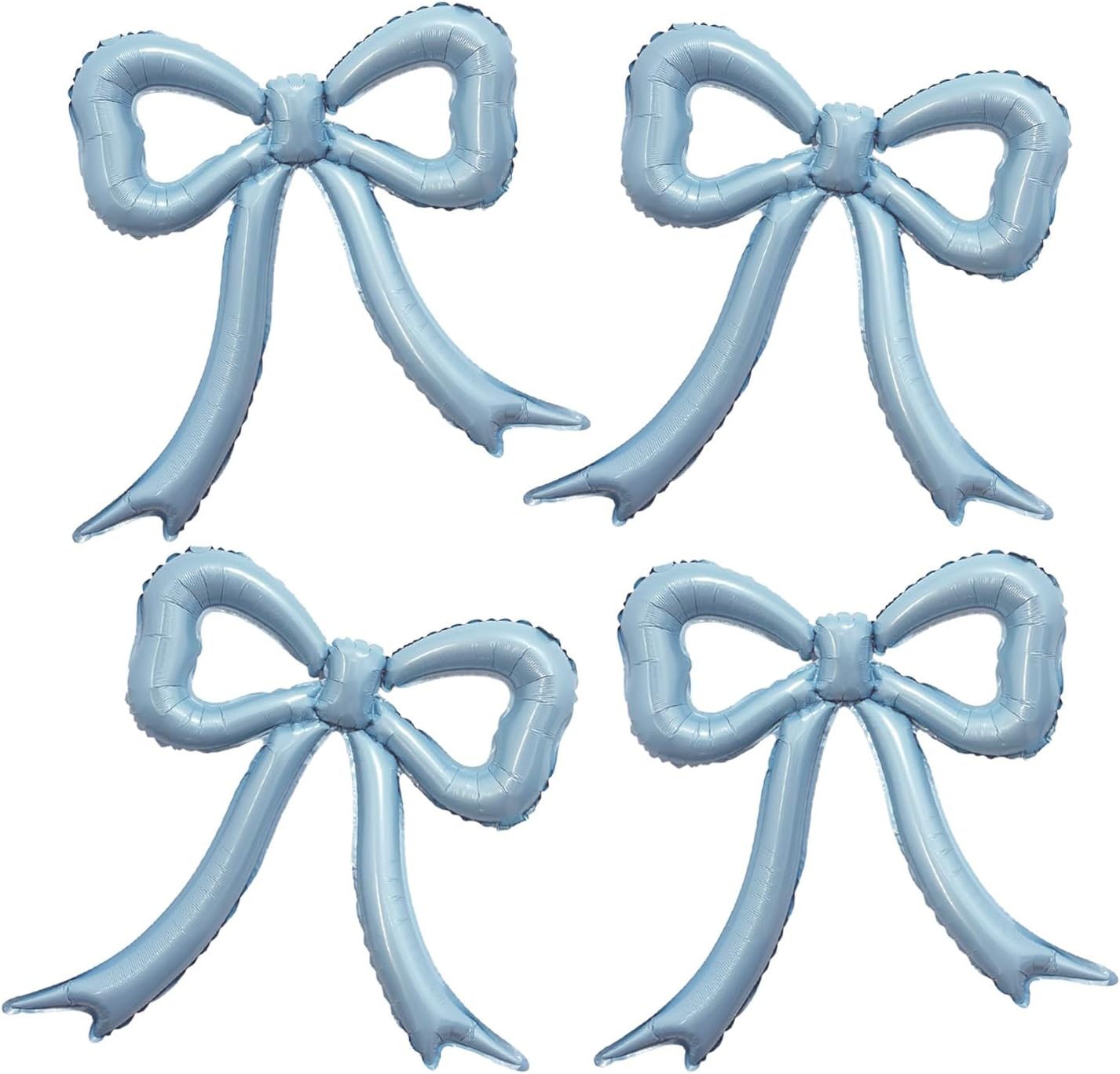 Skiennix 4Pcs Blue Bow Foil Balloons Set - Dusty Blue Mylar Balloons for Birthday & Baby Showers