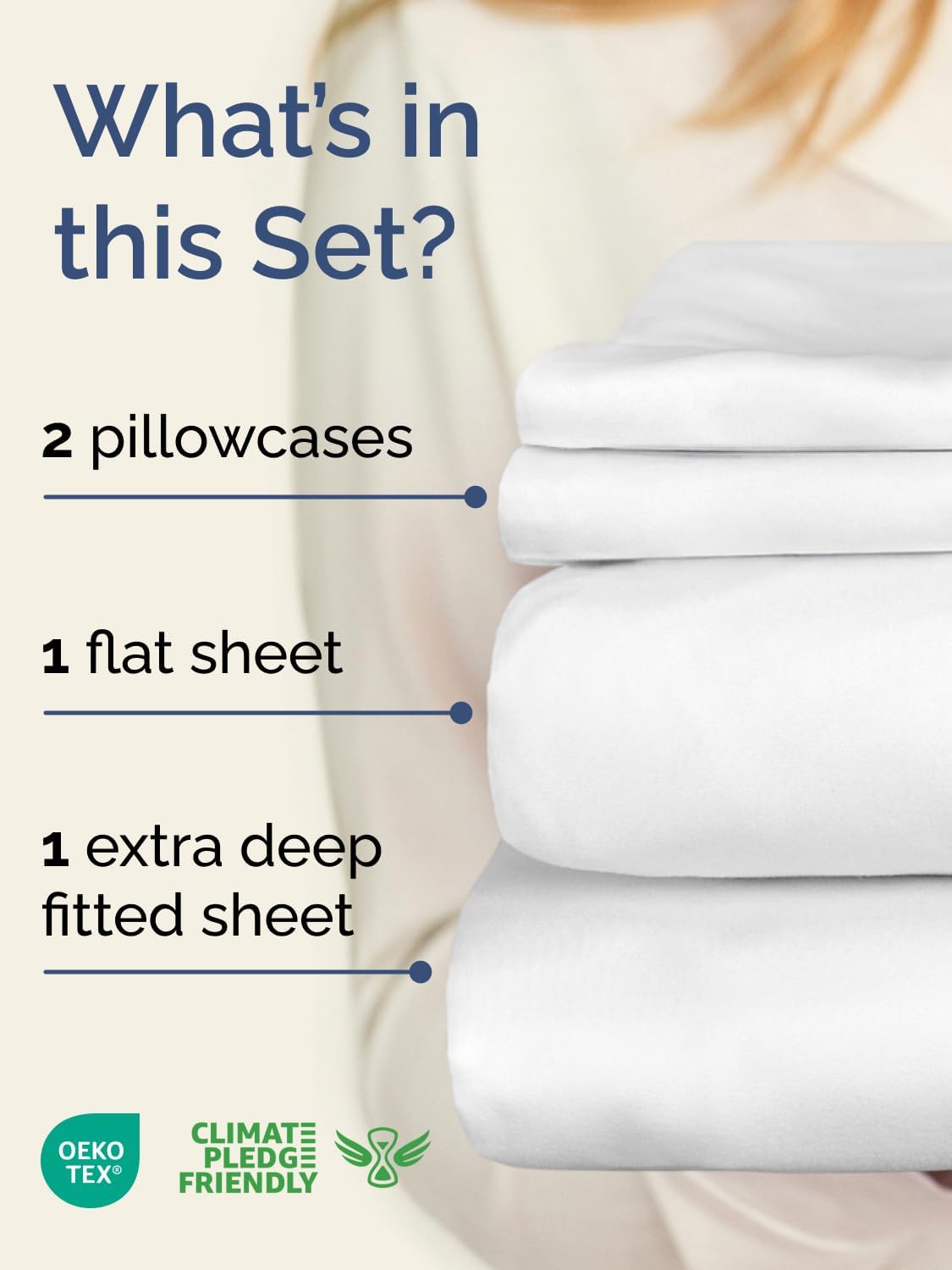 Skiennix Extra Deep Twin Sheet Set - 4-Piece Breathable Cooling Bedding - Soft, Wrinkle-Free White