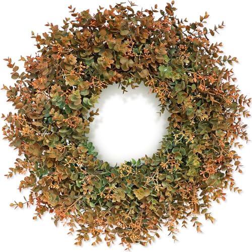 26-Inch Artificial Eucalyptus Wreath with Seed for Front Door Fall Decor - Variation of THIS listing