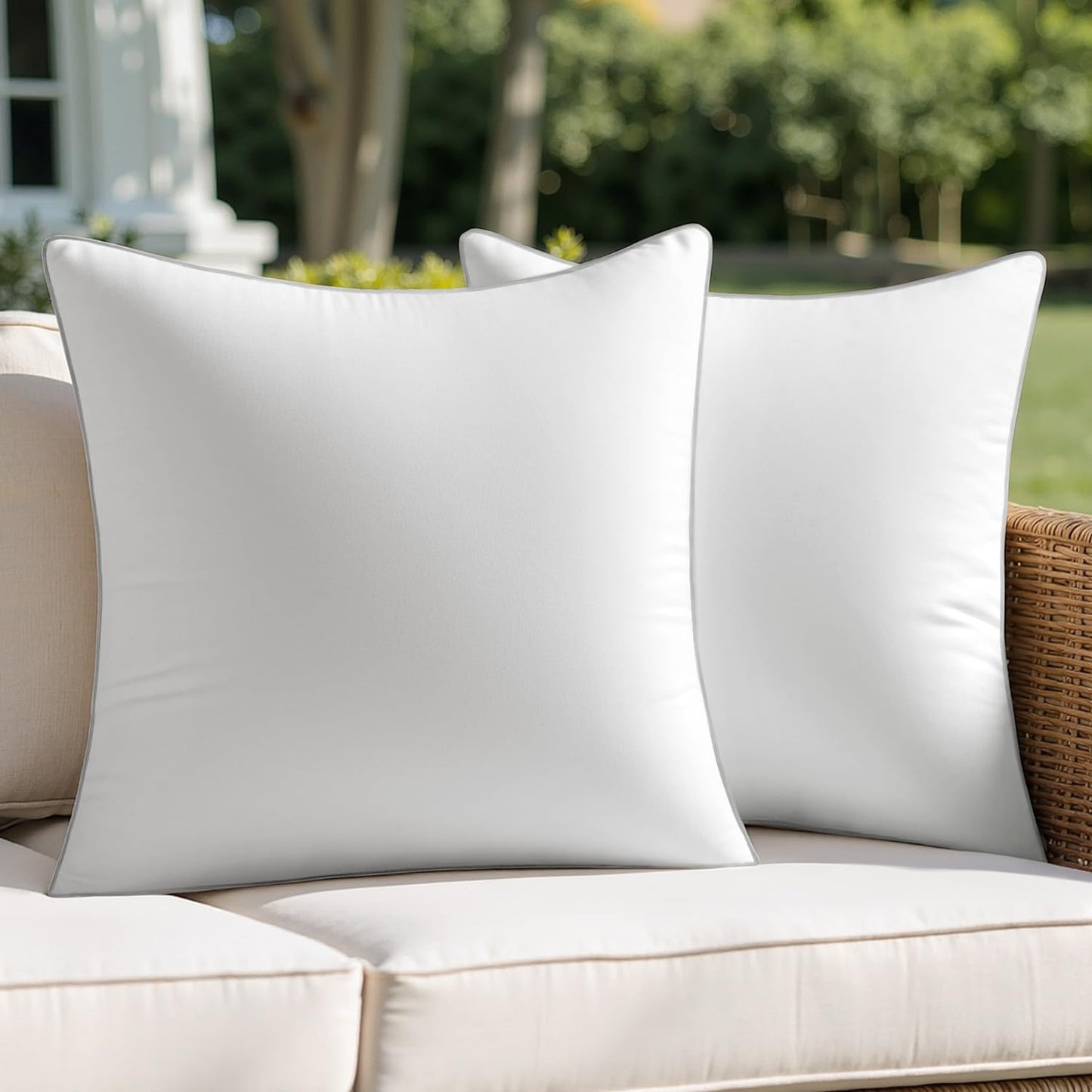 MIULEE Waterproof Outdoor Pillow Inserts - Pack of 2 Decorative 18x18 Square Cushions for Patio & Garden