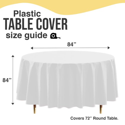 Exquisite 66% Thicker Premium White Round Tablecloth 0.5 Mil 12 Pack Plastic Table Cloth Disposable 84 Inch Round Plastic Tablecloth Won't Tear Easily Like Cheap Thin Brands