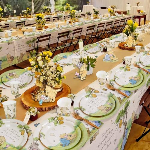 Lopeastar Winnie Bear Baby Shower Plates Set for 50 Guests - Neutral Design