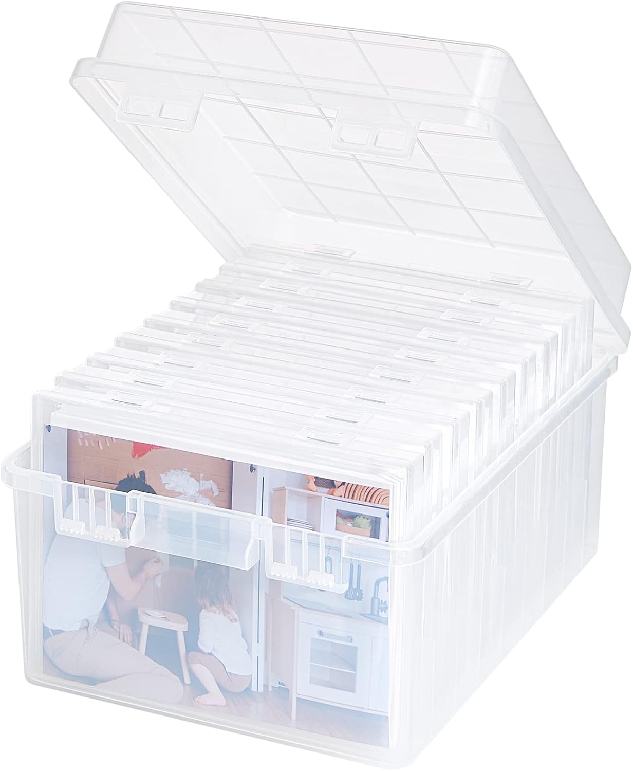 Lifewit Photo Storage Set - 9 Pcs 5"x7" Inner Boxes & 28x22 cm Transport Case | Clear Craft Organizer