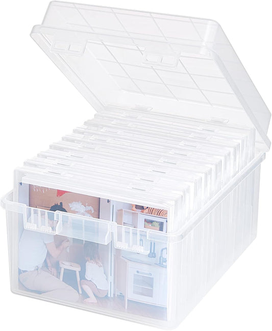 Lifewit Photo Storage Set - 9 Pcs 5"x7" Inner Boxes & 28x22 cm Transport Case | Clear Craft Organizer