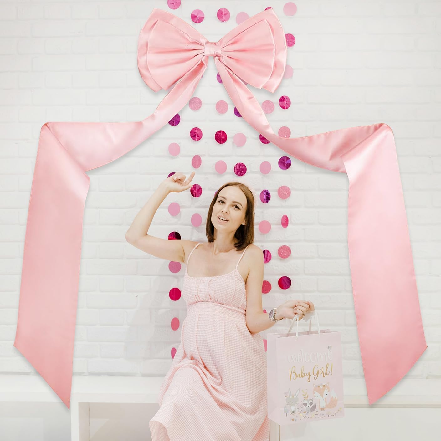Skiennix Giant Satin Bow | Large Wedding & Party Decoration - Pink Arch & Wall Decor