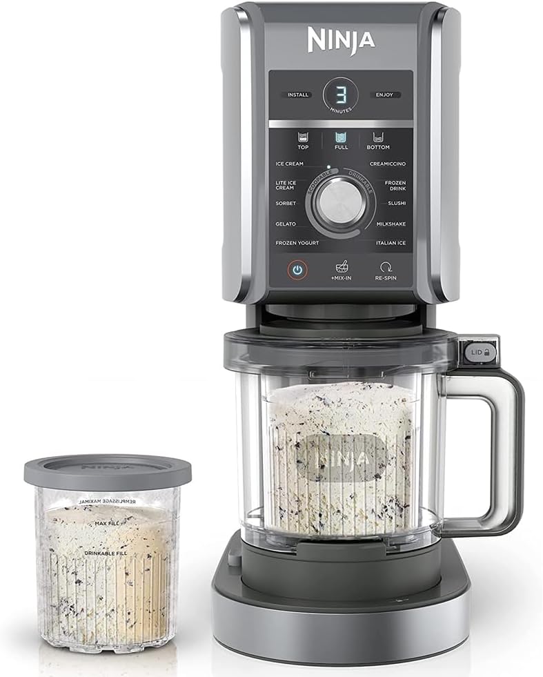 Ninja NC501 CREAMi Deluxe 11-in-1 XL Ice Cream Maker - Silver Bundle with 2-Year Protection Plan