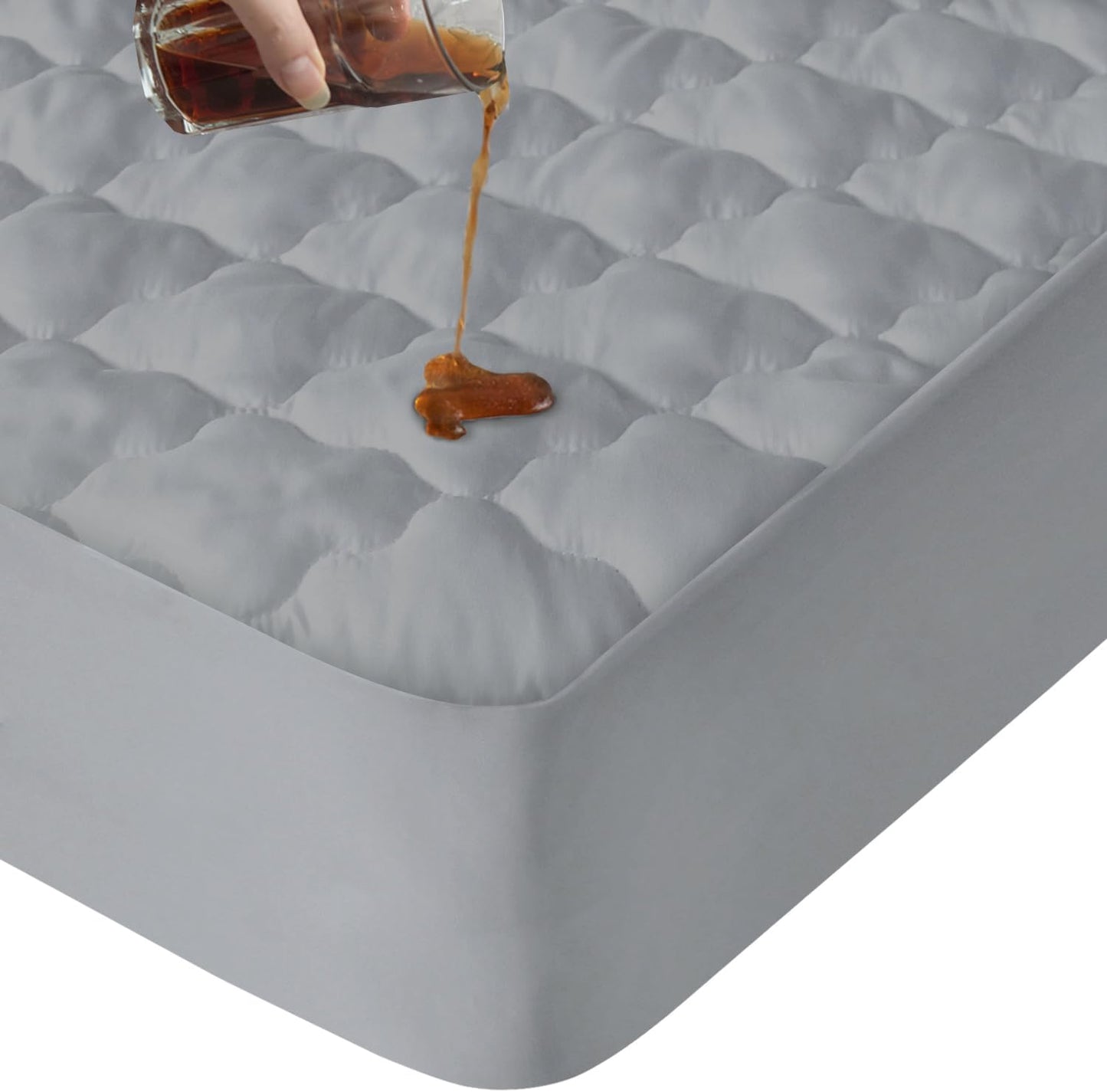 Skiennix Twin Mattress Protector Pad - Waterproof & Breathable Quilted Cover | Cooling Deep Pocket Gray