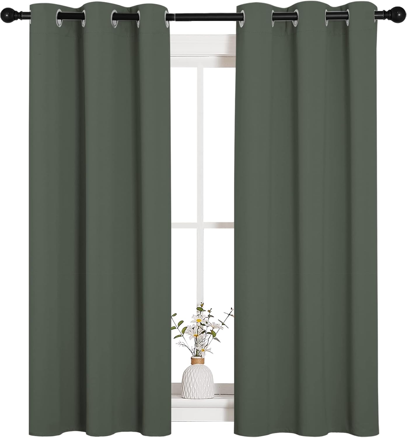 NICETOWN Blackout Curtains - Thermal Insulated Grommet Drapes for Kids Room | Dark Mallard, Set of 2 (34" x 54")
