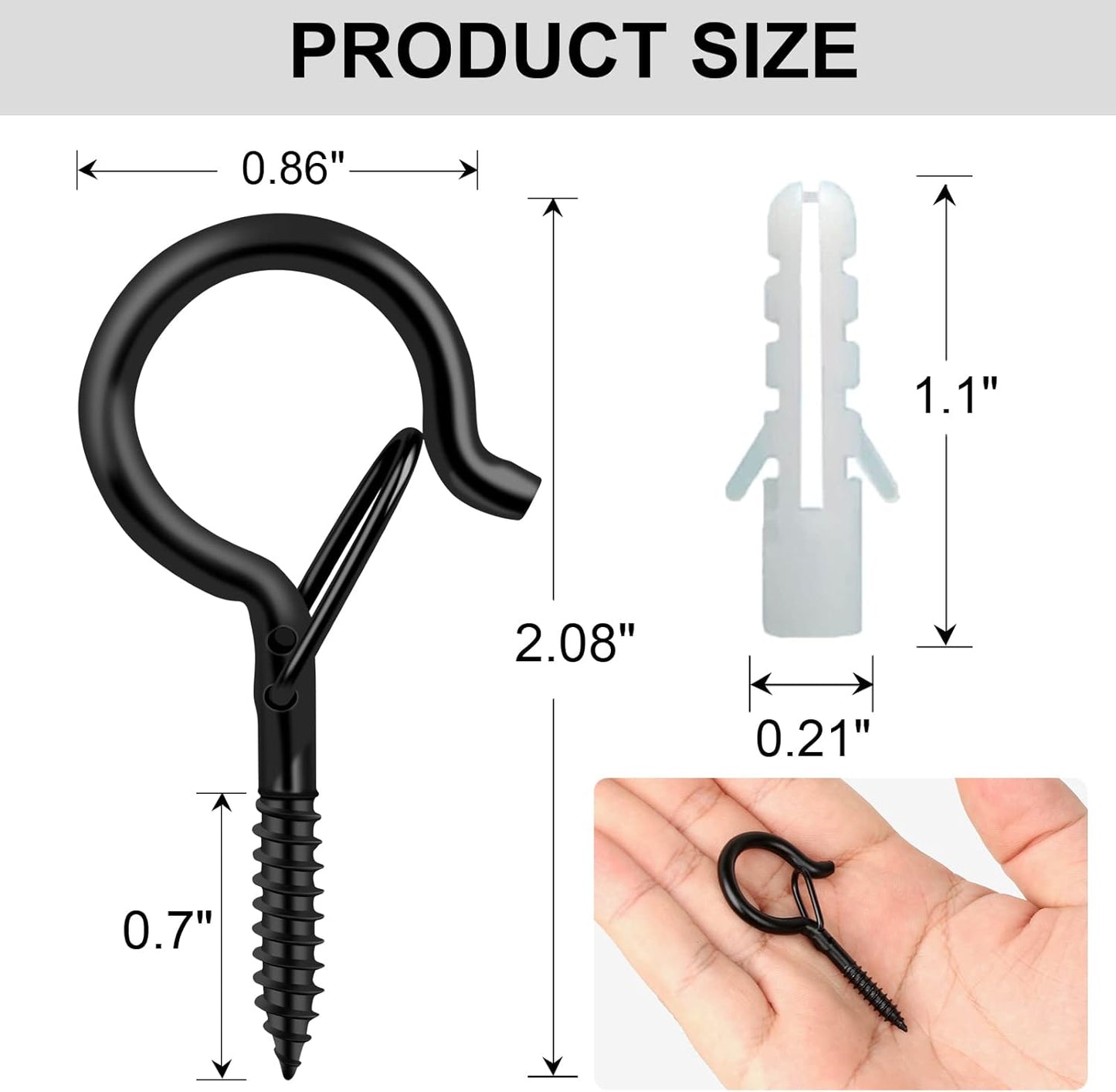 Q Hangers 25 PCS Screw-In Hooks - Durable Outdoor String Light & Hanging Basket Hooks | Safe Buckle Design