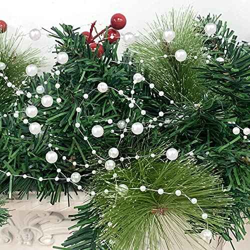 66 Ft Christmas Beads Garland Decoration Pearl Strands Chain for Christmas Tree Decoration Indoor Outdoor Home Mantle Fireplace Holiday Decor