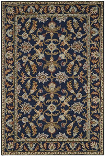 SAFAVIEH Blossom Collection 3' x 5' Navy BLM219A Handmade Premium Wool Entryway Living Room Foyer Bedroom Accent Rug