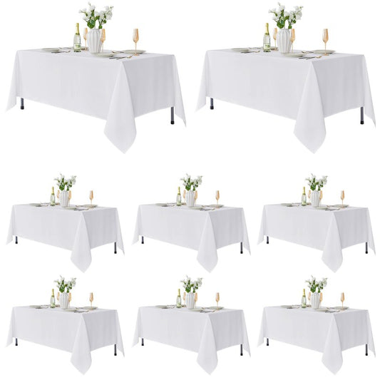Fitable 8 Pack Table Cloth Rectangle Table: Stain and Wrinkle Resistant Tablecloth Rectangular, Washable Polyester Tablecloths for Wedding Party Dining Banquet Event Catering(White, 70x108 Inch)