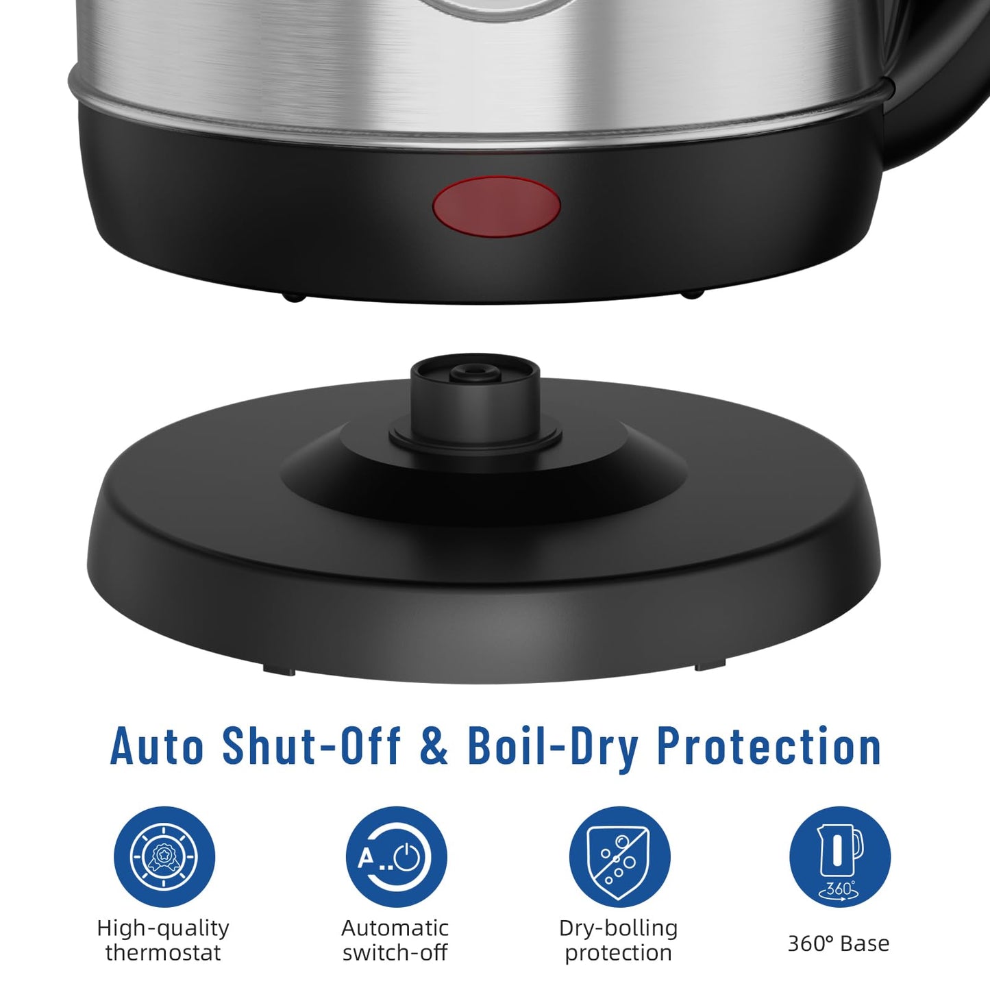 KEINVE Electric Tea Kettle, 1.8L Stainless Steel Water Boiler & Heater, 1200 Watts Water Kettle for Fast Boiling, Auto-Shutoff and Water Level Window