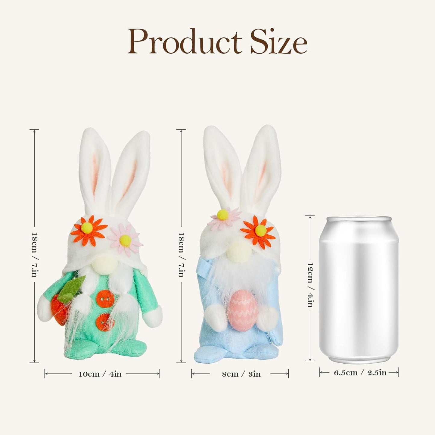 WDS Wondrous Easter Decorations - 2-Pc Bunny Gnome Stuffed Dolls with Carrot & Egg | Cute Spring Home Decor