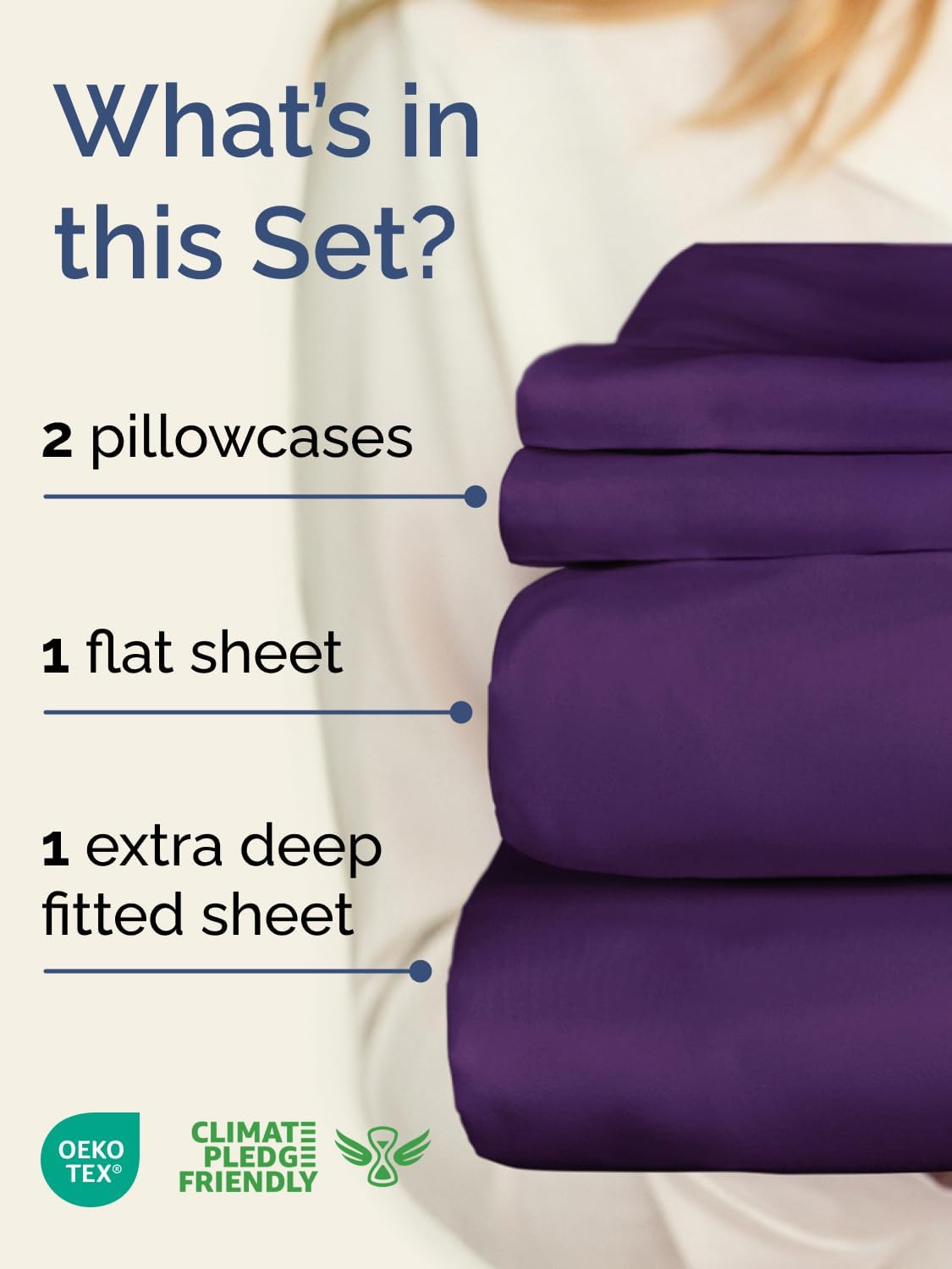 Skiennix Extra Deep Twin Sheet Set - 4-Piece Breathable Cooling Bedding - Soft, Wrinkle-Free Purple